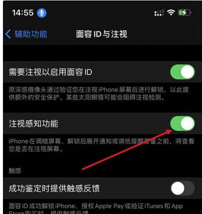 元宝苹果14维修网点分享iPhone14注视感知功能有什么用 